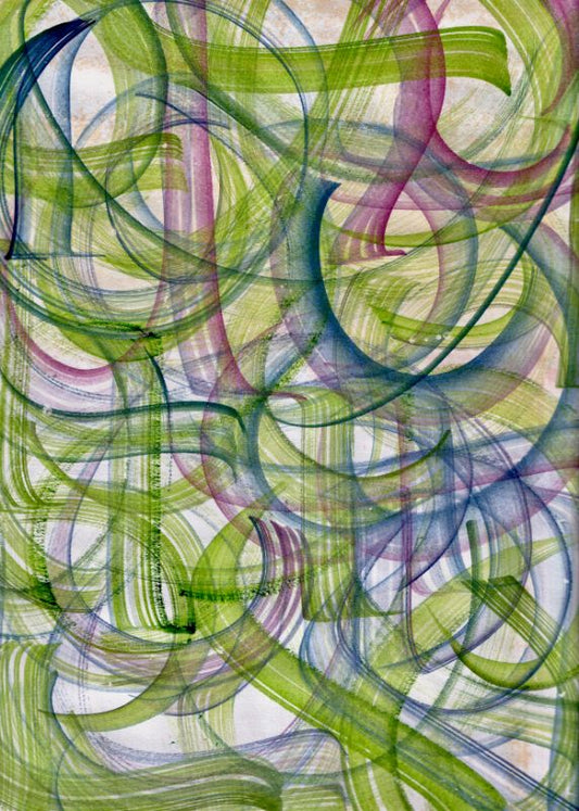 Relief Ink, Watercolor 12” x 9”  Musical Calligraphy - Wake Me Up