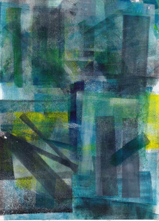 Relief Ink, Mixed media 11" x 8" -Awaiting Spring 41
