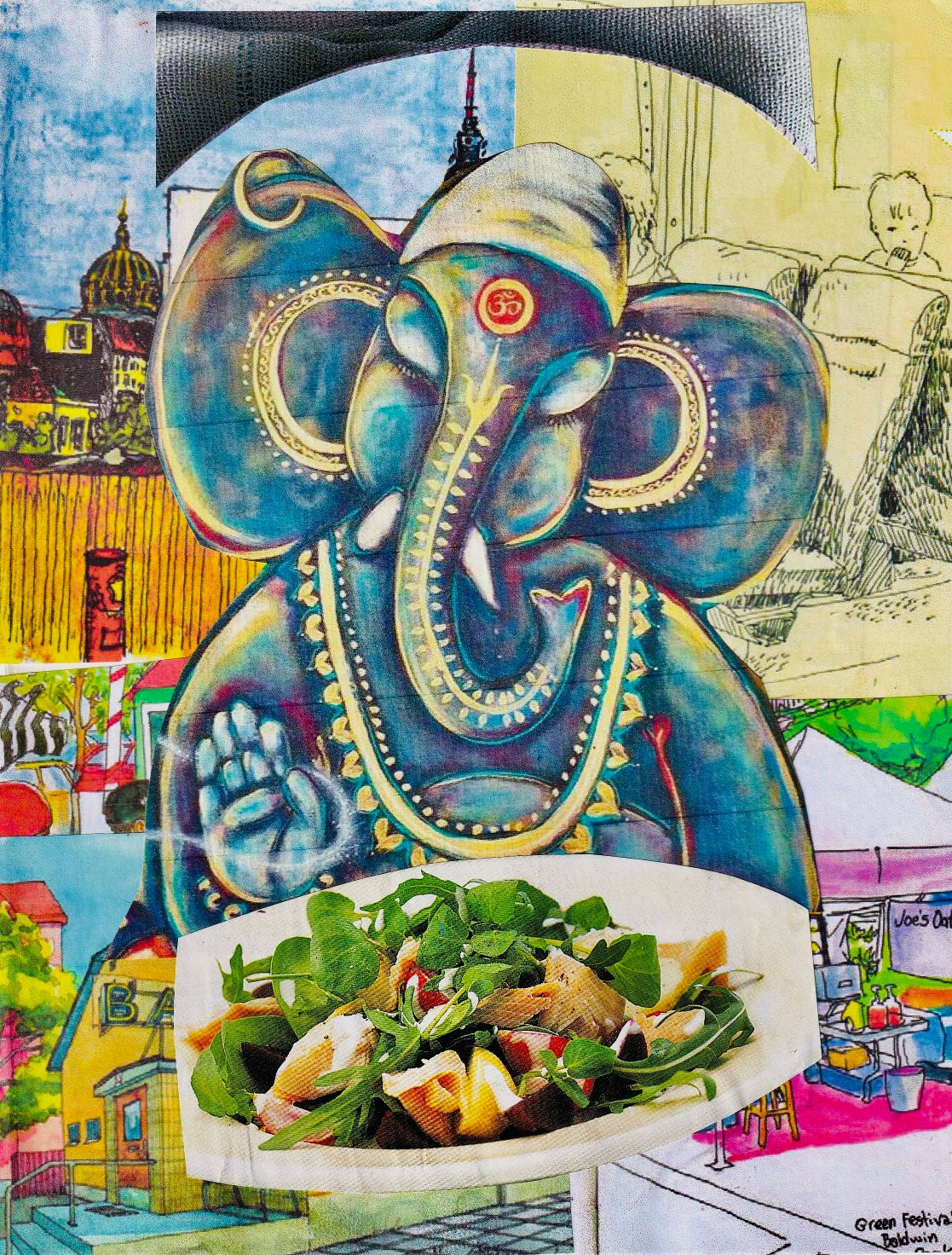 Traditional Human Handmade Collage Print 15 - Banquet of the Gods