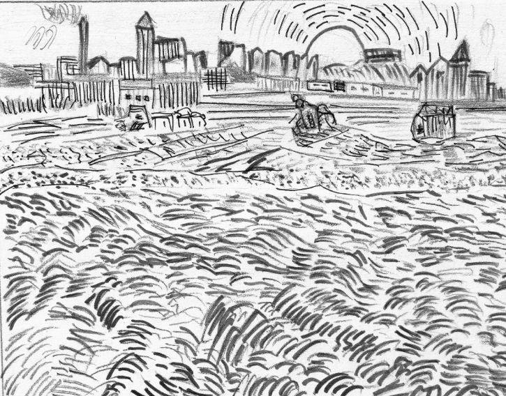 Graphite 7” x 5” Van Gogh - A Summer Evening Hand-drawn Reproduction