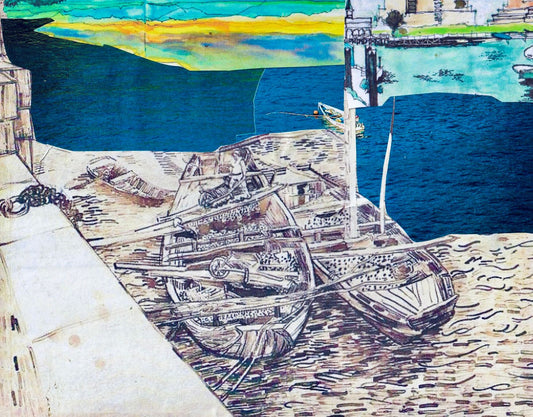 Traditional Human Handmade Collage Print 16 - The Open Sea