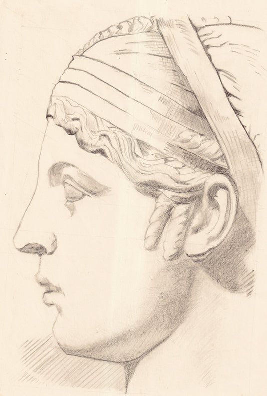 Graphite 11.5” x 8.5” Roman Cast Portraiture 23- Psyche