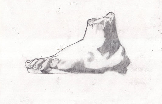 Graphite 6.5” x 4.5” Cast Drawing - Roman Left Foot