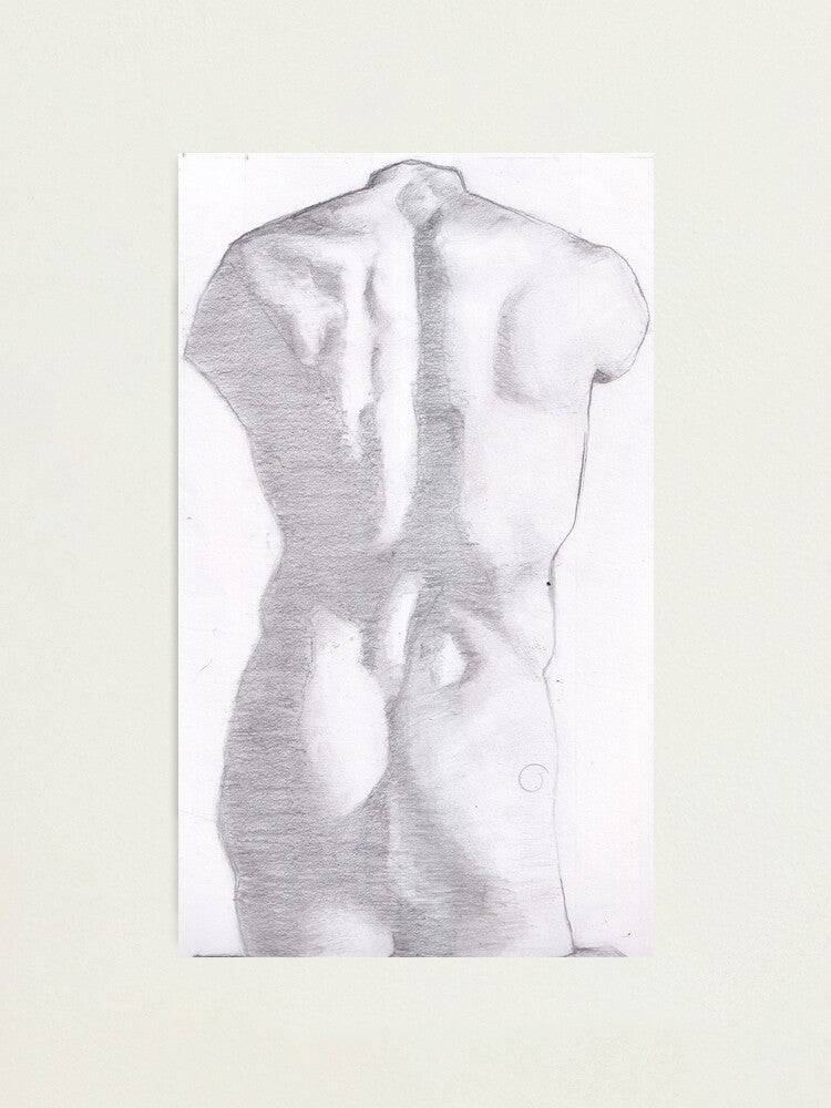 Graphite 14.5” x 10” Cast Drawing - Roman Torso Back View